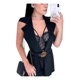 Colete Alongado Blazer Max Feminina Neopreme Moda Elegante