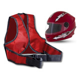 Colete Capacete Infantil Segurança Moto Criança Vermelho