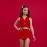 Colete E Short Saia Infantil Paete Juvenil Menina Oculos