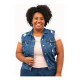 Colete Feminino Jeans Com Bolsos Plus Size Receba Rápido