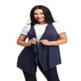Colete Feminino Max Cardigan Plus Size Kimono Com Bico As2 Alpha Xxg Plus Regular Azul Marinho 