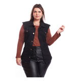 Colete Feminino Plus Size Preto 48 50 52 54 Original Jeans