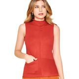 Colete Feminino Suéter Tricot De Inverno Tricô Regata Liso