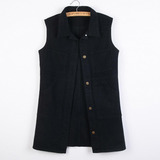 Colete Jeans Casaco Comprido Casaco Casual Feminino Colet