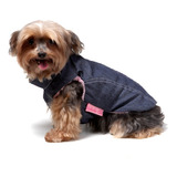 Colete Jeans Com Pelúcia Para Cães E Gatos Tam 04 Rosa