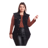 Colete Jeans Feminino Plus Size Comprido