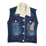 Colete Jeans Forrado Pelúcia Teen Feminino Tam 12 Ao 18