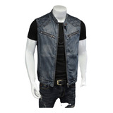 Colete Jeans Masculino Para Motociclista Com Zíper Vintage