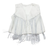 Colete Junino Cowboy Girl Branco Franja Luxo Infantil Festa