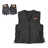 Colete Motoqueiro Couro Legítimo Harley Davidson luva Harley