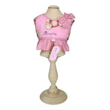 Colete Peitoral E Guia Rosa Urso Pata Chic Para Cães