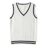 Colete Pulover De Tricot Feminino Moda Basico Gola Em V