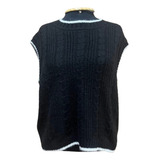 Colete Regata Pulôver Em Tricô Mousse Feminino Inverno