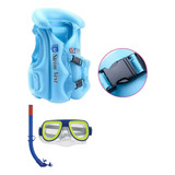Colete Salva vidas Inflável Kit Mergulho Infantil Azul
