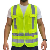 Colete Segurança Epi Refletivo Liso 4 Bolsos Steelflex