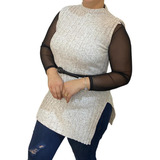 Colete Suéter Feminino Tricot Liso Quentinho Inverno