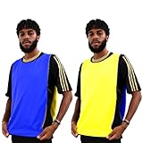 Coletes Kit Futebol Colete Jogo Com Face Dupla Treino 5 Pçs  Amarelo   Azul 