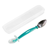 Colher De Bebê De Silicone Ponta Macia Fácil Nas Verde