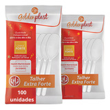 Colher Descartável Branco Biodegradável Extra Forte C 100