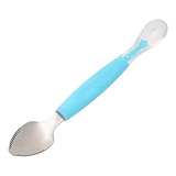 Colher Infantil Raspa Fruta 2 Em 1 Inox Alimentação Buba Cor Azul