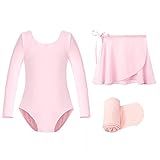 Collant Básico Para Balé De Manga Comprida Para Meninas Da STELLE Ballet Pink Adjustable Tie 2T 3T