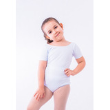 Collant Meia Manga Ballet Infantil   Body Balé Branco