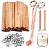 CollectHall 100 Pavios De Madeira Engrossados- Para Fabricação Velas Com Cortador Pavio- Vela 5-1X0-5X0-04- -Fabricação Faça Você Mesmo-- Chama Longa Duração- Fácil Queimar -50 Conjuntos-