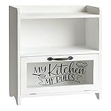 COLLECTIVE HOME Armário De Armazenamento De 2 Camadas Armário De Bancada Organizador De Madeira Para Cozinha Sala De Estar Quarto Escritório 38 X 37 X 16 5 Cm My Kitchen My Rules Branco 