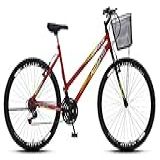Colli Bicicleta Cazelle Allegra City Aro Comum 26 18 Marchas Freios V Break Com Cestão Vermelha