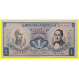 Colombia Bela Cédula De 1 Peso Oro 1966 Soberba Escassa
