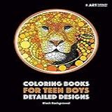 Coloring Books For Teen Boys Detailed Designs Black Background Advanced Drawings For Teenagers Older Boys Zendoodle Skulls Snakes Lions Wolves Owls Geometric Patterns Midnight Edition