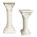 Coluna Grega Branca Detalhada Capitel Grécia 60 Cm Luxo