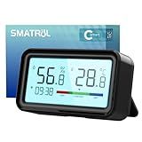 Com Porta Tipo C Sensor De Umidade De Temperatura Com Indicador De Conforto Do Ar Higrômetro Wifi Com Exibição De Hora Alarme De Notificação De Aplicativo Compatível Com Alexa Google Black