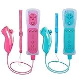 Comando Remoto Wii 2 Pacotes Atualizados Controle Sem Fio Wii Compatível Com Console Wii Wii U Rosa E Azul 