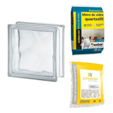Combo 06 Bloco De Vidro 20 Espaçadores 5 Kg Argamassa