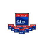 Combo 10 Cartões Cf Compact Flash Sandisk 128mb 18mb s