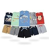 Combo 10 Roupa Infantil Meia Estação-Verão Conjunto Menino 5 Regatas - 5 Bermuda-Roupa Masculino Tamanho-1