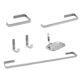 Combo 2 Kit Acessorios Para Banheiro 6 Peças Quadrado Metal