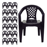 Combo 20 Cadeiras Preta Tramontina Plástico