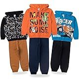 Combo 3 Conjunto Moletom Estampado Masculino Infantil Flanelado Com Punho Inverno Com Zíper Tamanho 6