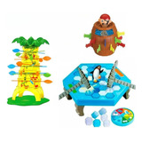 Combo 3 Jogos Infantil Pula Macaco barril Pirata pinguim