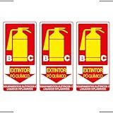 Combo 3 Placas De Sinalização Extintor BC Pó Químico Equipamentos Elétricos E Líquidos Inflamáveis 15x30 X 704 F9e