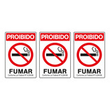 Combo 3 Placas De Sinalização Proibido Fumar 20x30 P 5 F9e