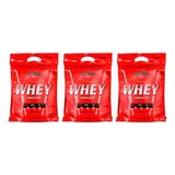 Combo 3x Nutri Whey Refil 907g Integral Medica Sabor Morango