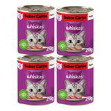 Combo 4 Latas Ração Umida Gatos Whiskas Pate Carne 290g Cada