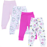 Combo 4 Pçs Calça Mijão De Bebe Em Malha Ribana 100 Algodão