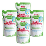 Combo 4 Refil Limpa Mamadeira Desengordurante Bioclub 500ml