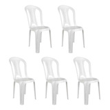 Combo 5 Cadeiras Plásticas Bistro Branca