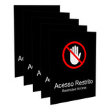 Combo 5 Placas Acesso Restrito Para Sinalização 20x15 Cm