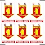 Combo 6 Placas De Sinalização Extintor BC Pó Químico 20x30 Ekomunike X 714 F9e